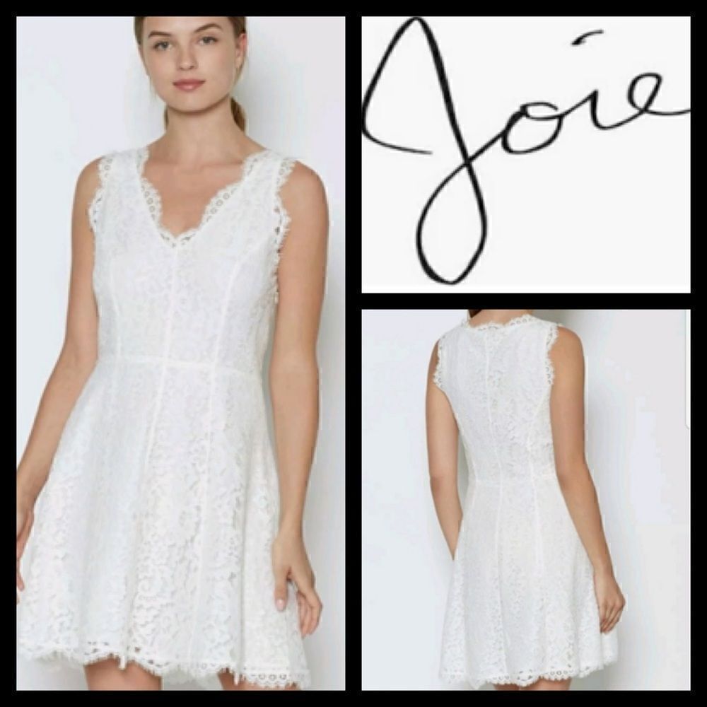 NWT MSRP $299 Joie Nikolina B. Lace A-Line Dress White Women's Size Large